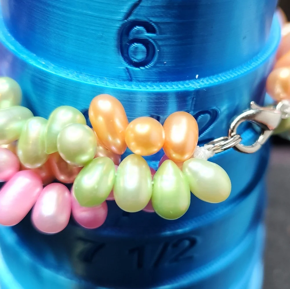 Handmade Martigras 3-Stranded Baroque Freshwater Pearls Bracelet Silver, Size 7" - Picture 4 of 7